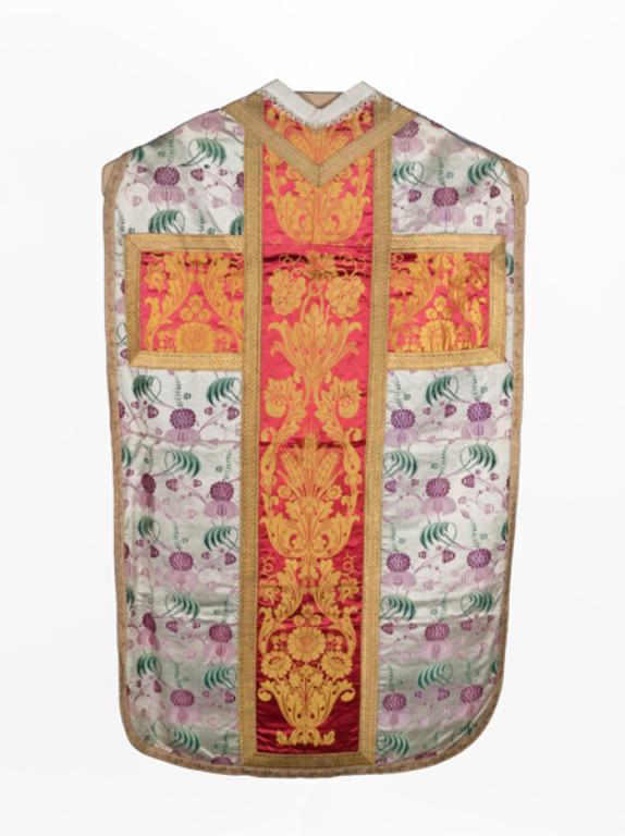 chasuble, voile de calice, manipule : ornement blanc n°2