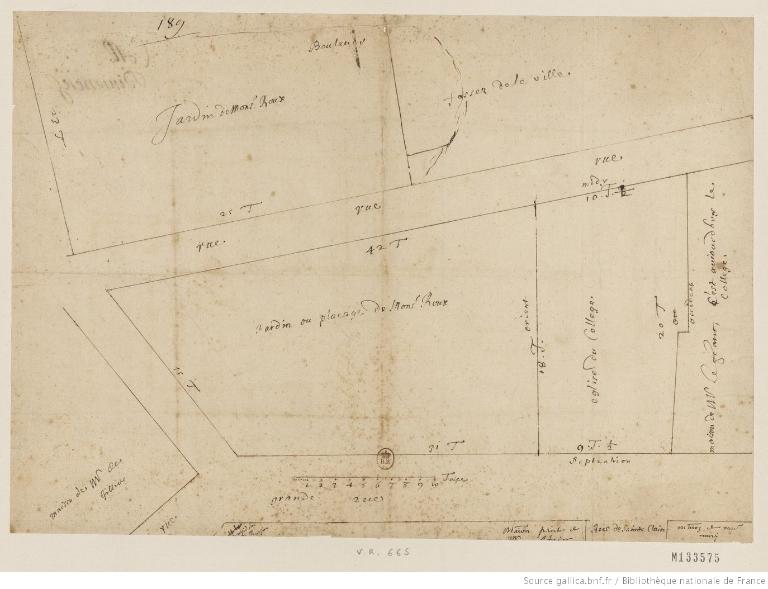 Plan de situation, parcelles acquises en vue de la construction du collège, 1643-44 (B.n.F., Est. FOL-HD-4 (8))