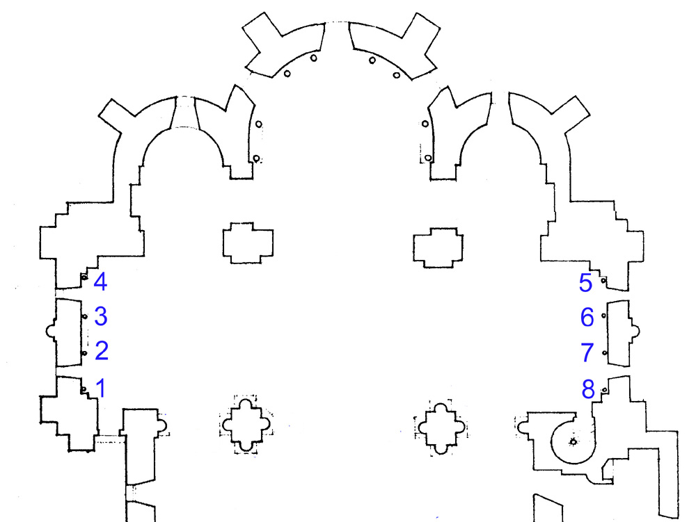 Ensemble des 8 chapiteaux du transept