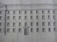 Elévation de la façade côté Rhône, s.d. (détail du centre côté droit). Plan AC Lyon. Fonds des HCL ; 2NP668