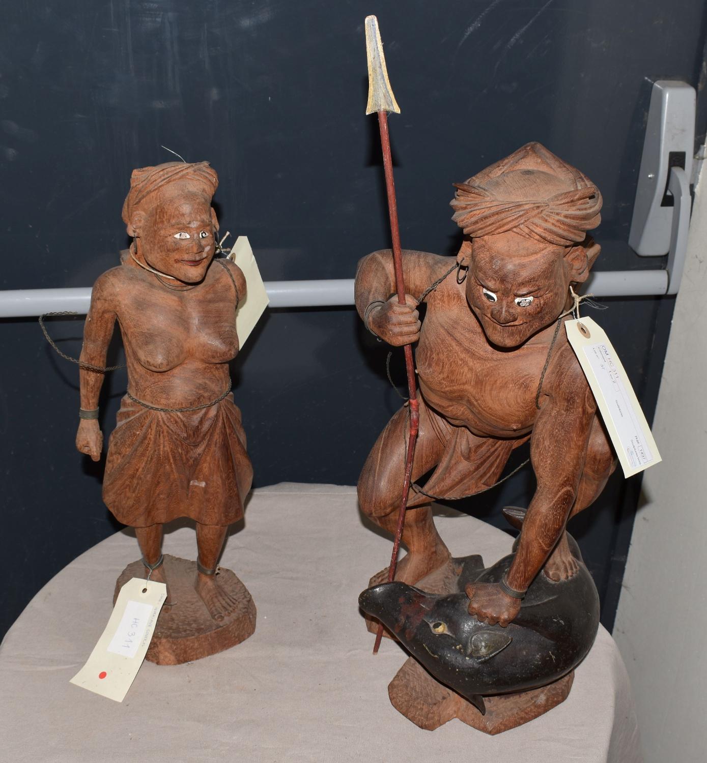 Ensemble de deux statues (statuettes) : couple japonais ?