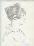 Lithographie d'Antoine d'Orléans - Portrait de profil d'Adélaïde d'Orléans