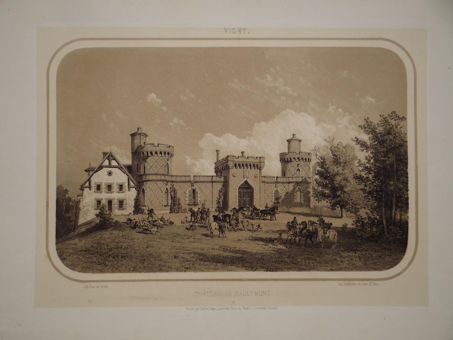 Lithographie de Charles Bour - " Château de Maulmont "