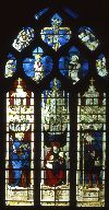 Verrière : saints patrons, calvaire (baie 3), verrière figurée