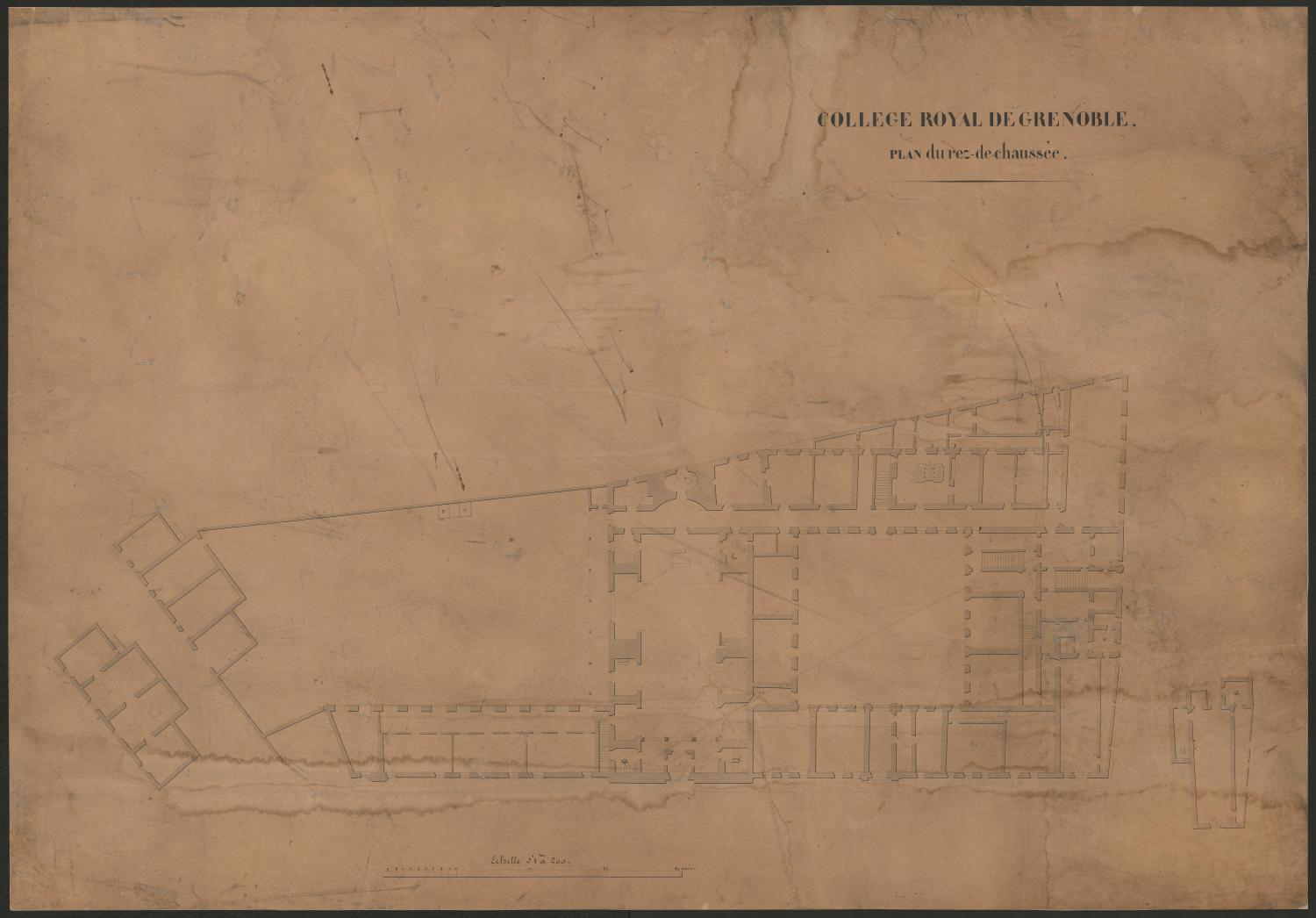 Plan du rez-de-chaussée, avt. 1848 (AD Isère, 1 Fi 2487/1)