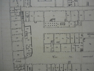Plan du rez-de-chaussée, s.d. (détail de la cour Saint-Honoré). Plan AC Lyon. Fonds des HCL ; 2NP679