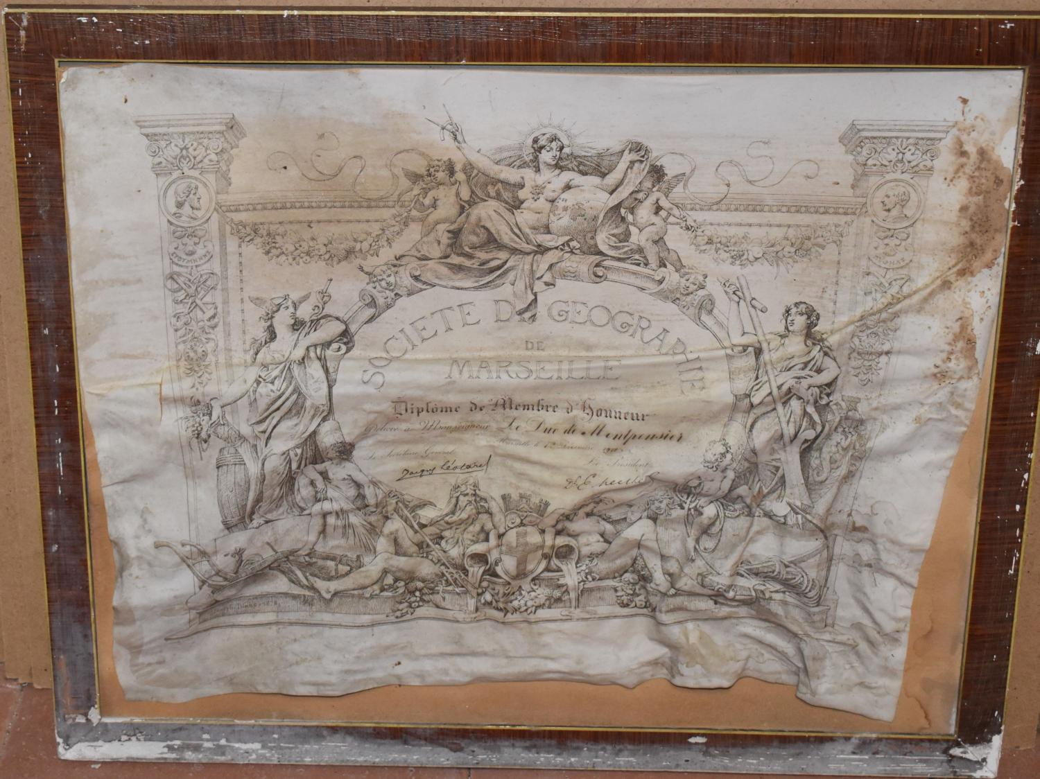 Diplôme de Membre d'Honneur de la Société de Géographie de Marseille