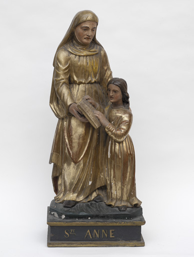 Groupe sculpté : l'éducation de la Vierge