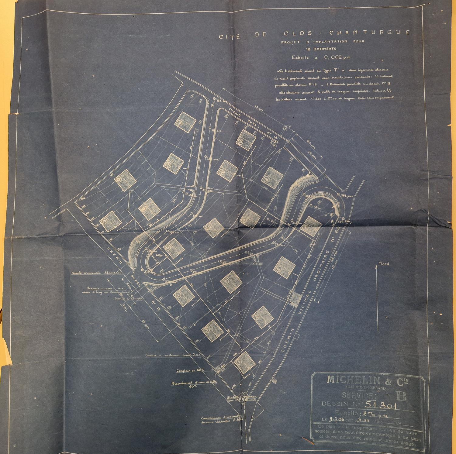 Cité ouvrière du Clos-Chanturgue : plan d'implantation.