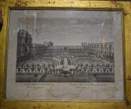 Estampes d'Israël Silvestre (3) : Château de Fontainebleau, côté Orangerie ; Château de Fontainebleau, vue du Grand Canal ; Château de Fontainebleau, la cour du Cheval blanc
