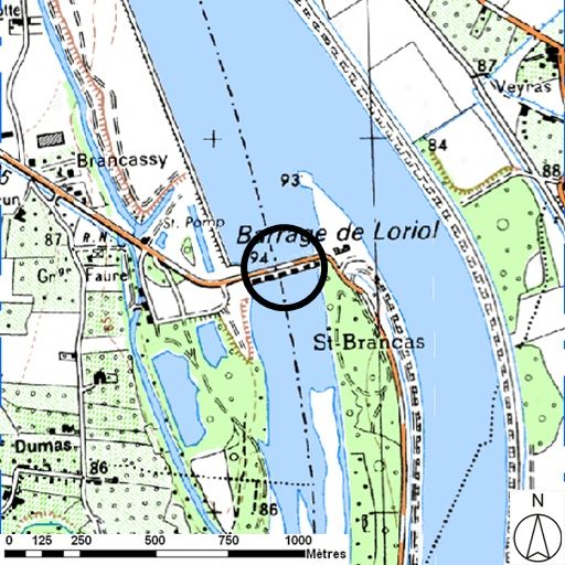 Barrage de retenue de Loriol, ou barrage de retenue du Pouzin, pont routier