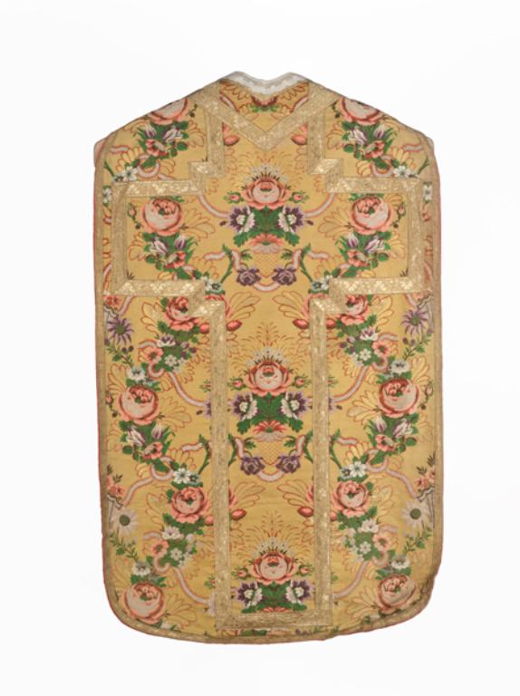 chasuble, étole, manipule, voile de calice, bourse de corporal : ornement doré n°2