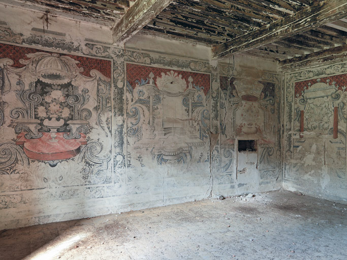 Ensemble des peintures monumentales du grand salon : 9 panneaux de fantaisies architecturales