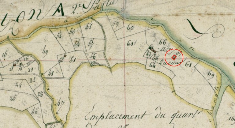 Localisation sur le plan cadastral de 1813.