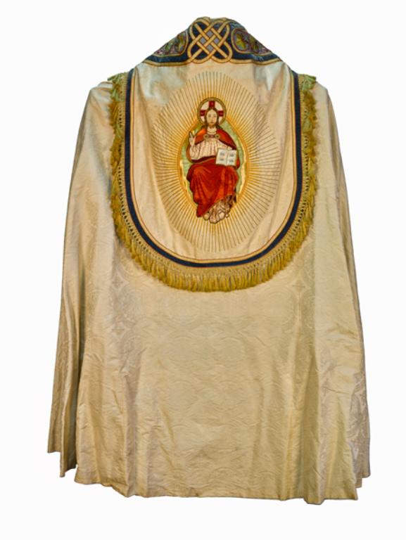 chape, chasuble, dalmatique, étole, voile de calice, voile huméral, grémial : ornement blanc n°3