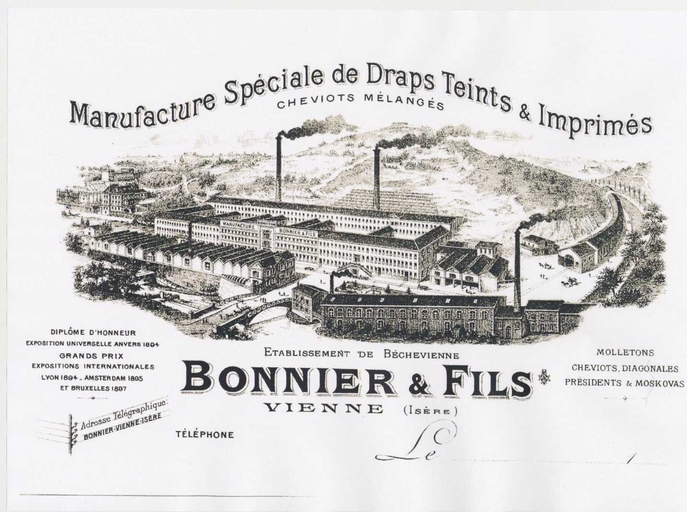 Tissage Badin-Lambert dite usine de Béchevienne puis Manufacture Spéciale de Draps teints et Imprimés Bonnier et fils puis usine Pascal Valluit puis Etablissements réunis dite usine Béchevienne actuellement parc d'activité économique