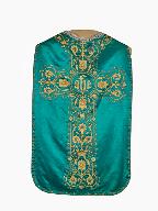 chasuble, étole, manipule, voile de calice, bourse de corporal : ornement vert
