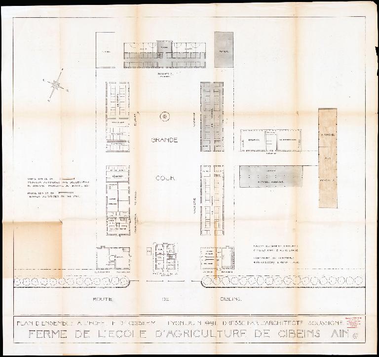 École d'agriculture, ensemble d'édifices agricoles : ferme-école, fermes, ateliers, hangars