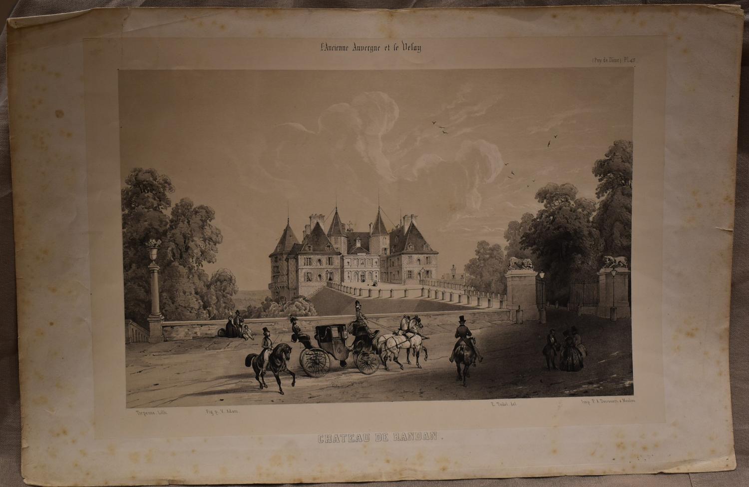 Lithographie de Jean-Louis Tirpenne - " Château de Randan "