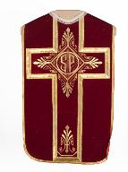 chasuble, étole, manipule, voile de calice, bourse de corporal : ornement rouge