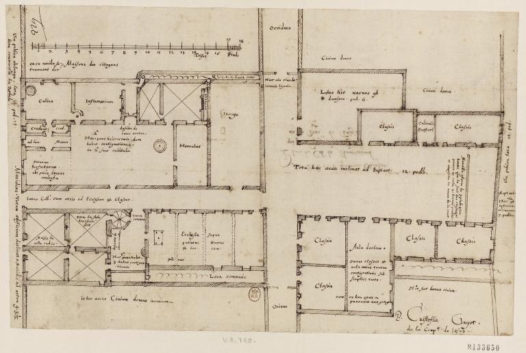 Plan du collège en 1634, par le père Christophe Guyot (BnF, Est., FOL-HD-4 (9))