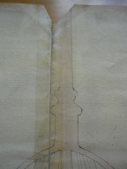 Projet de réparation du clocher, 1837 (détail de l'épi de faîtage). Plan AC Lyon. Fonds des HCL ; 2OP691