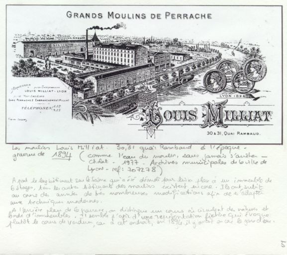 Minoterie dite Moulin à Vapeur puis les Grands Moulins de Perrache puis maison F. Cholas, la Générale Agricole