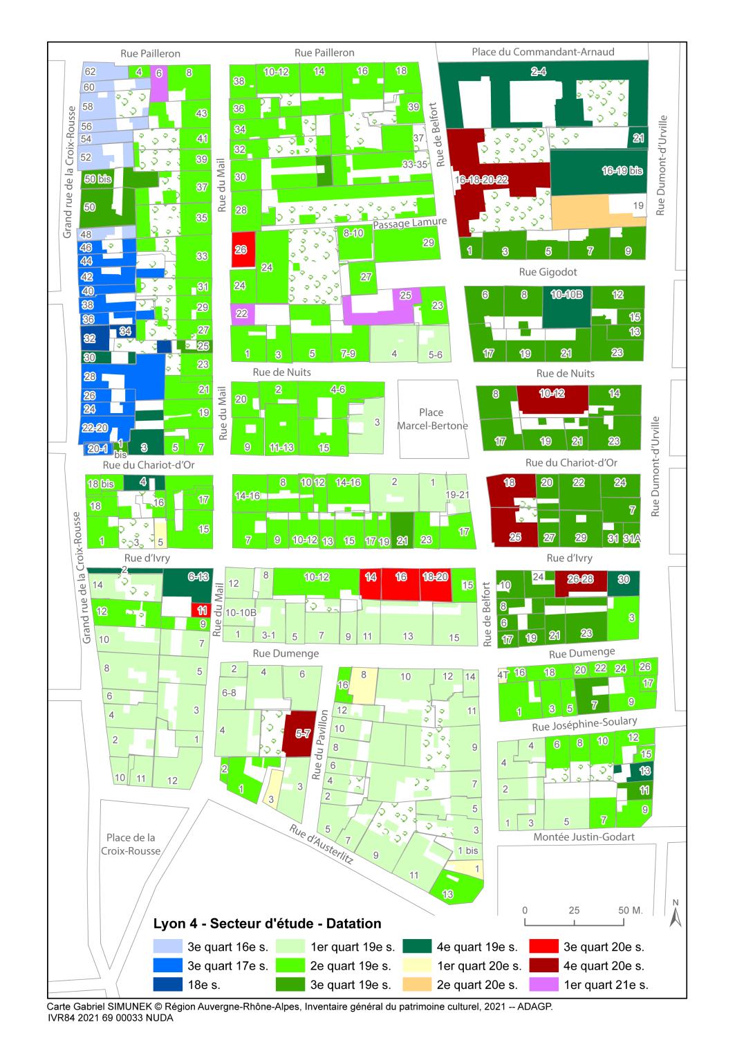 Secteur d'étude du 4ème arrondissement de Lyon. Études urbaines du 4e arrondissement : les immeubles-ateliers vecteur du développement urbain du Plateau de la Croix-Rousse.
