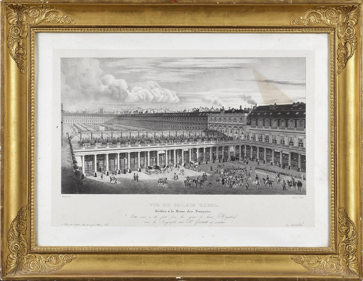 Estampe d'après Victor Adam - Vue du Palais Royal