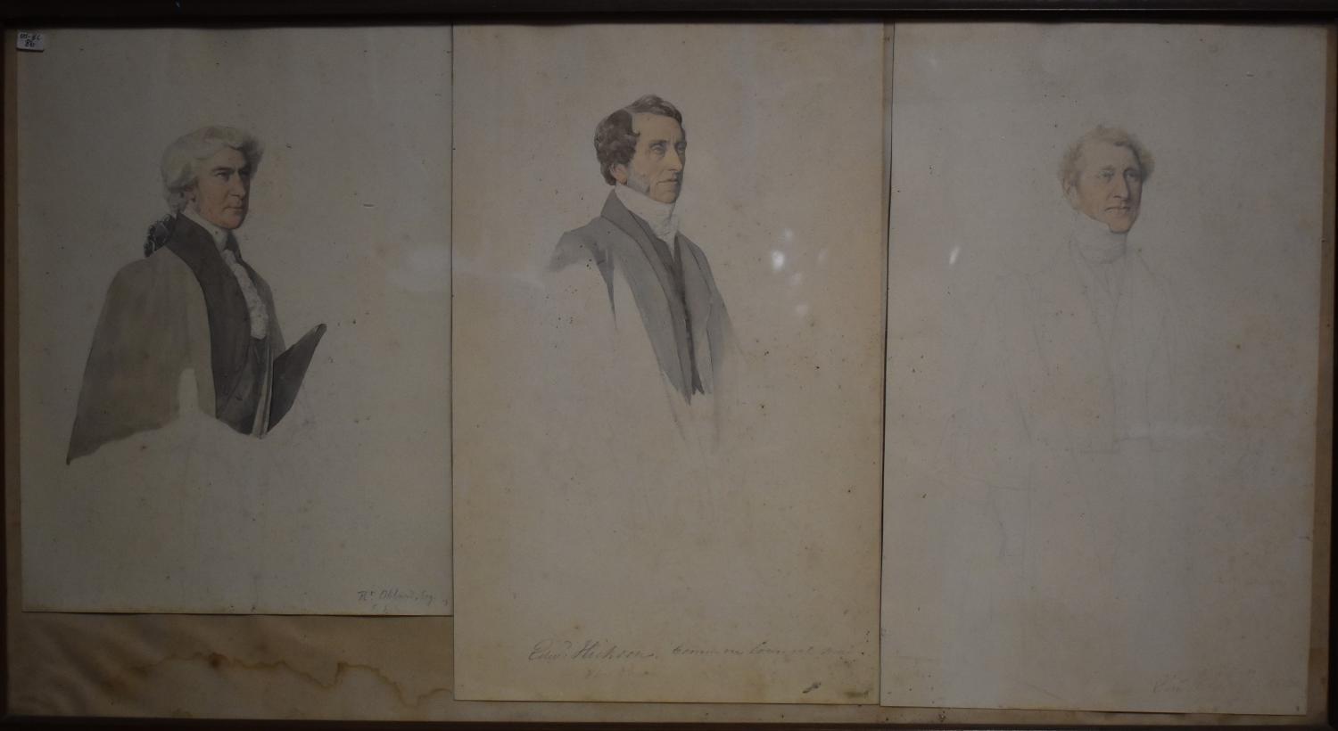 Ensemble de dessins aquarellés de Jean Alaux (3) - Études pour les portraits de trois édiles de la Cité de Londres