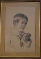 Dessin - Jeune garçon au chien