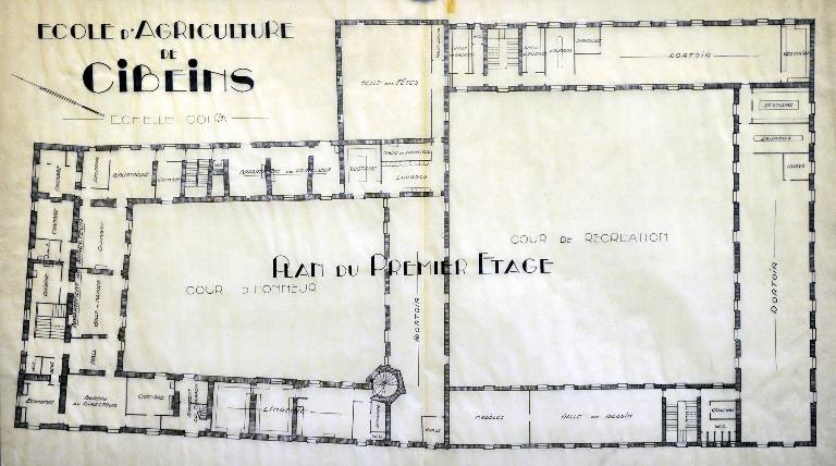 Château de Cibeins ; école d'agriculture, puis lycée agricole d'Etat Edouard-Herriot, dit lycée de Cibeins