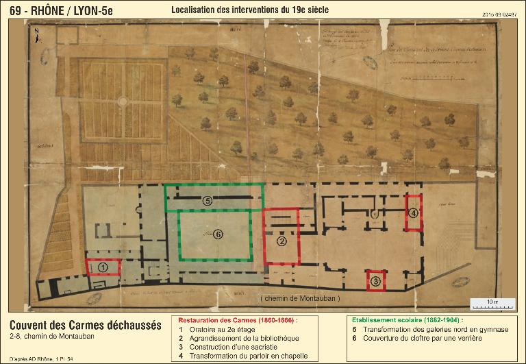 Couvent de carmes déchaussés Notre-Dame-du-Mont-Carmel, puis caserne, pensionnat, archives départementales du Rhône