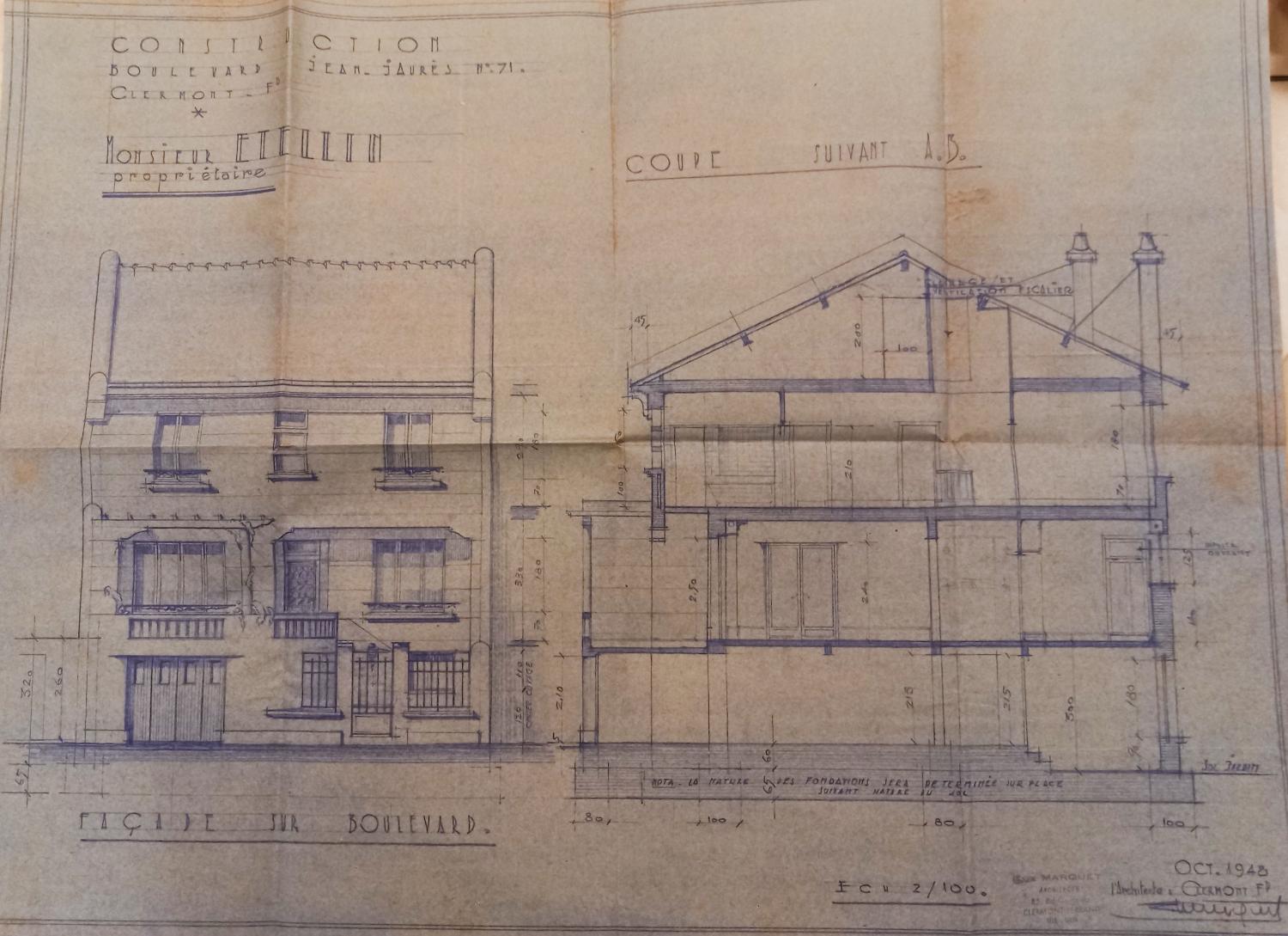 Elévation et coupe