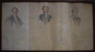 Ensemble de dessins aquarellés de Jean Alaux (3) - Études pour les portraits de deux édiles et d'un officier municipal de la Cité de Londres