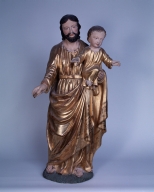 Ensemble de 2 consoles et de 2 statues : Immaculée Conception, Saint Joseph et l'Enfant Jésus