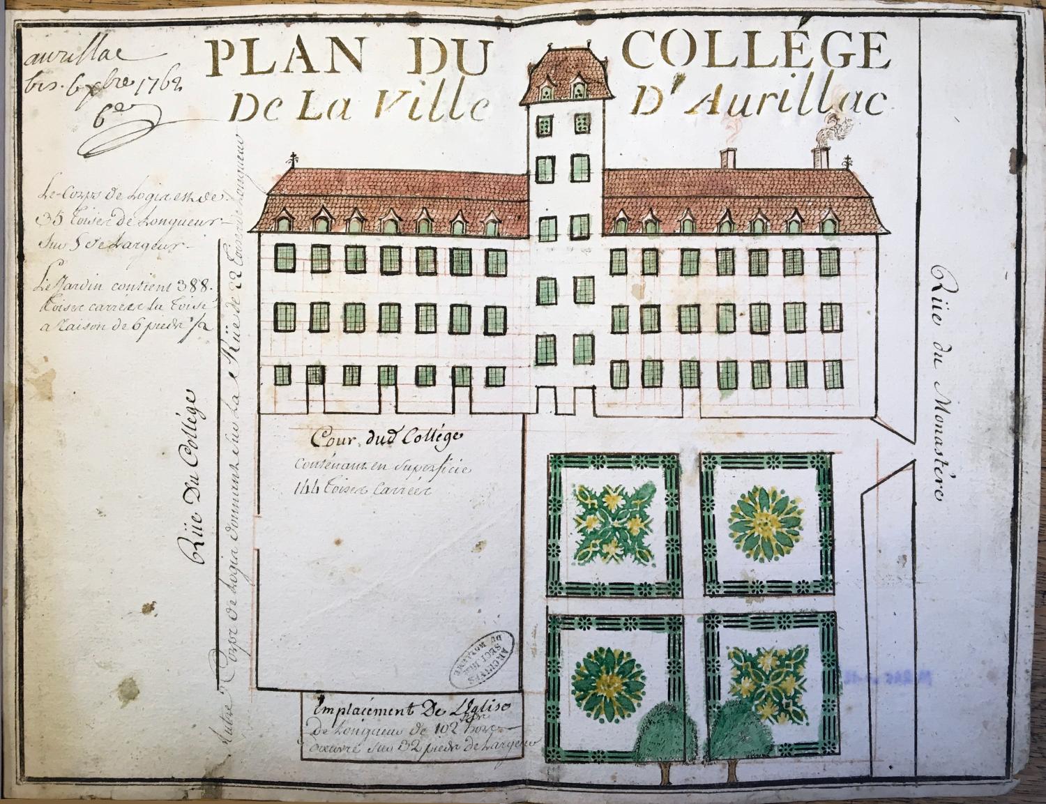 Le collège en 1762 (AN, M//245, pièce 12/2)