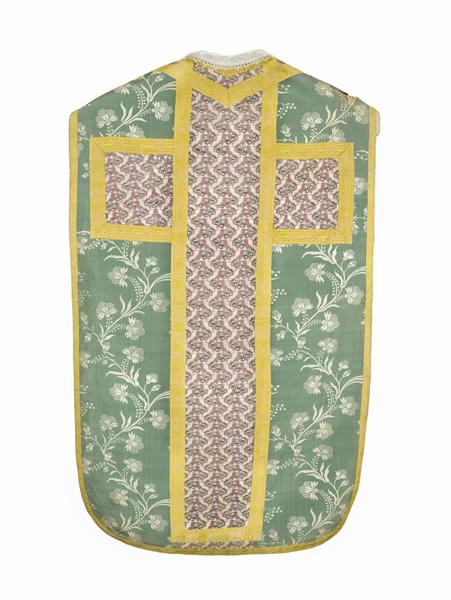 chasuble, étole, manipule, voile de calice, bourse de corporal : ornement vert n°2