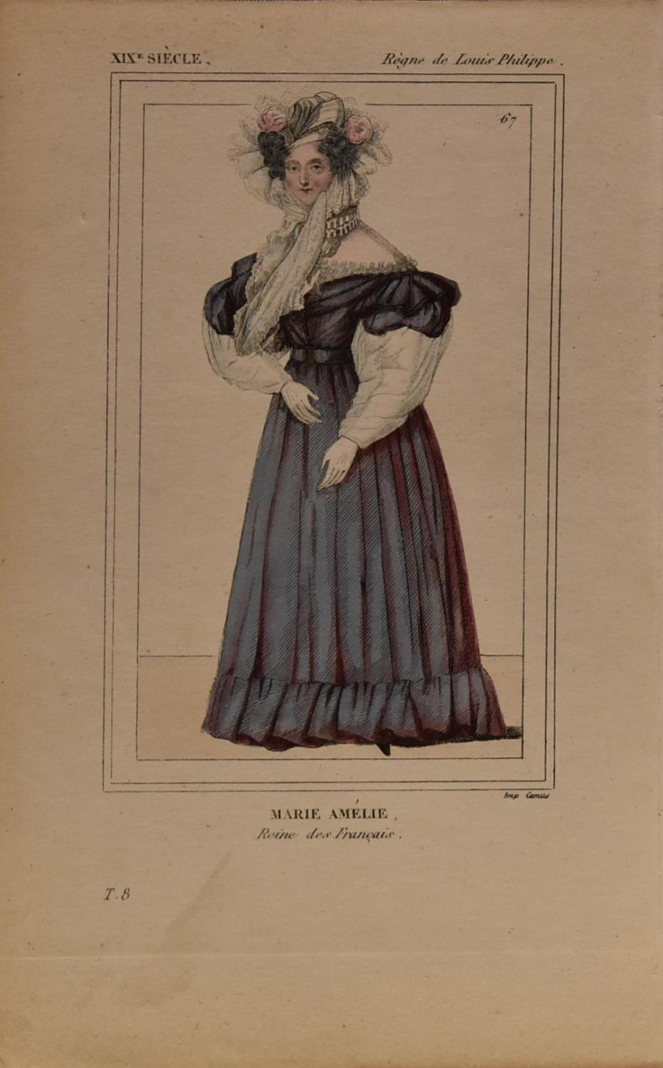 Ensemble de gravures naïves (6) - Portraits de membres de la famille d'Orléans (Monarchie de Juillet)