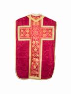 chasuble, étole, manipule, voile de calice, bourse de corporal : ornement rouge