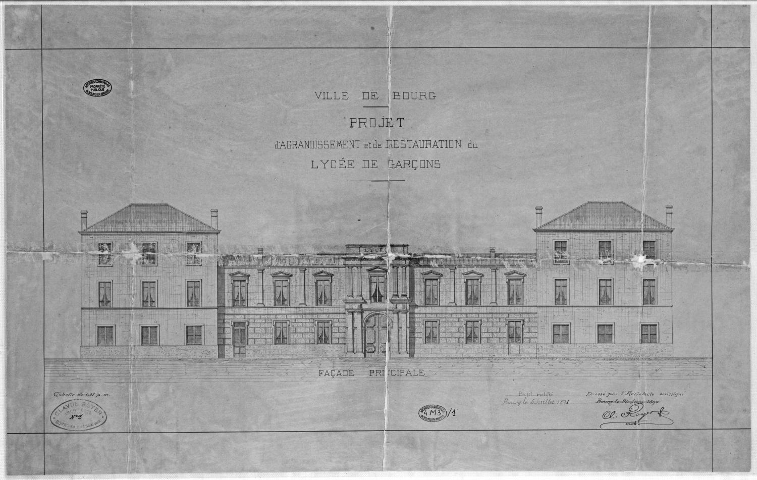 Collège de jésuites, puis école centrale, école secondaire communale, lycée impérial, lycée de garçons, actuellement lycée Lalande
