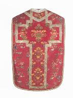 chasuble, étole, manipule, voile de calice, bourse de corporal : ornement rouge