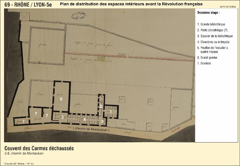 Couvent de carmes déchaussés Notre-Dame-du-Mont-Carmel, puis caserne, pensionnat, archives départementales du Rhône