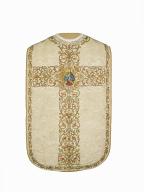 chasuble, étole, manipule, voile de calice, bourse de corporal : ornement blanc n°1