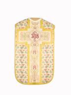 chasuble, étole, manipule, voile de calice, bourse de corporal : ornement blanc n°1