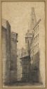 Lyon. St-Nizier. Vue prise de l'ancienne rue des Trois-Carreaux, dessin par Laurent Hippolyte Leymarie, 1837