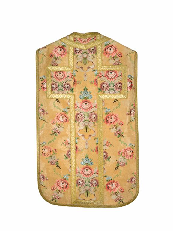 chasuble, étole, manipule, voile de calice, bourse de corporal : ornement doré n°6