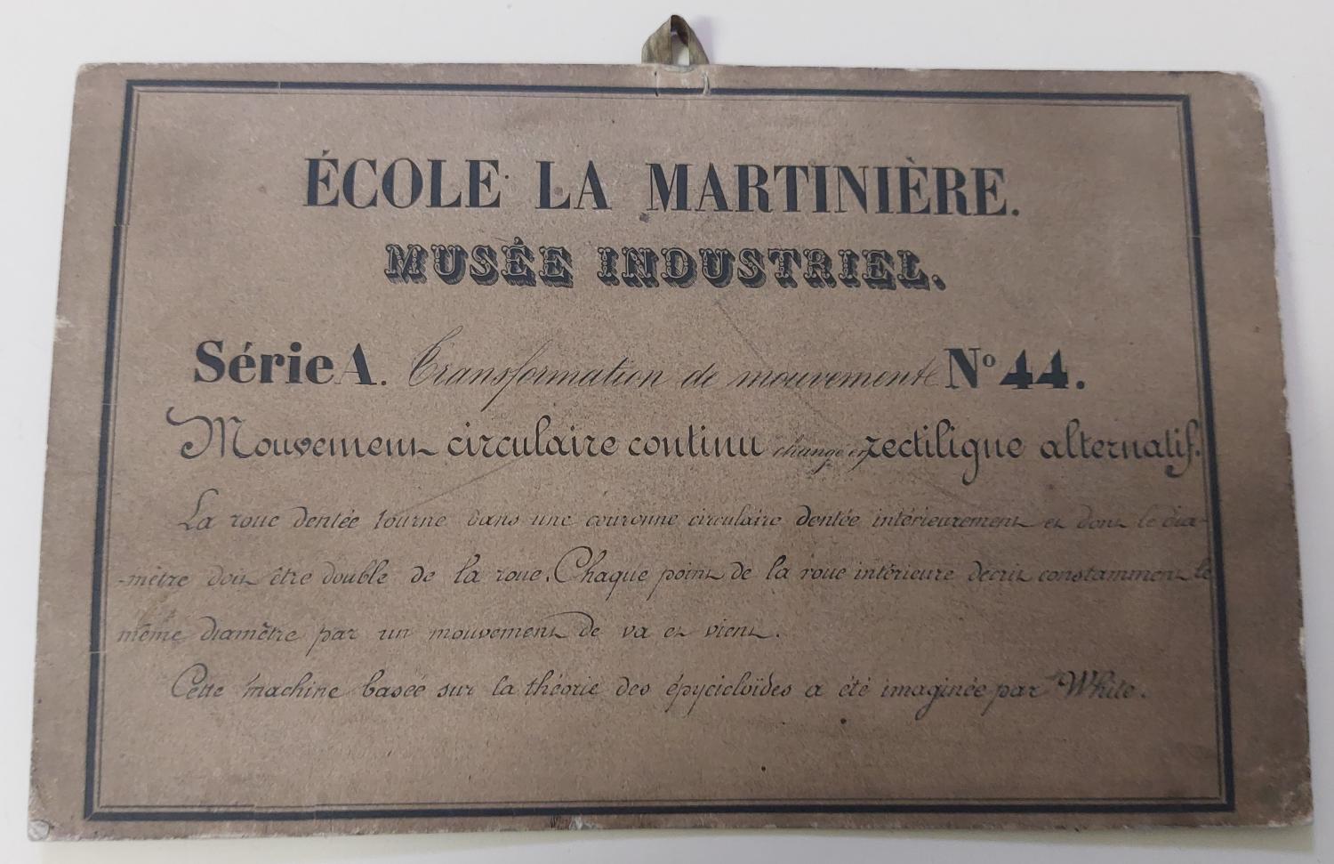 Intrument de démonstration en mécanique des solides, modèle de démultiplication de mouvement