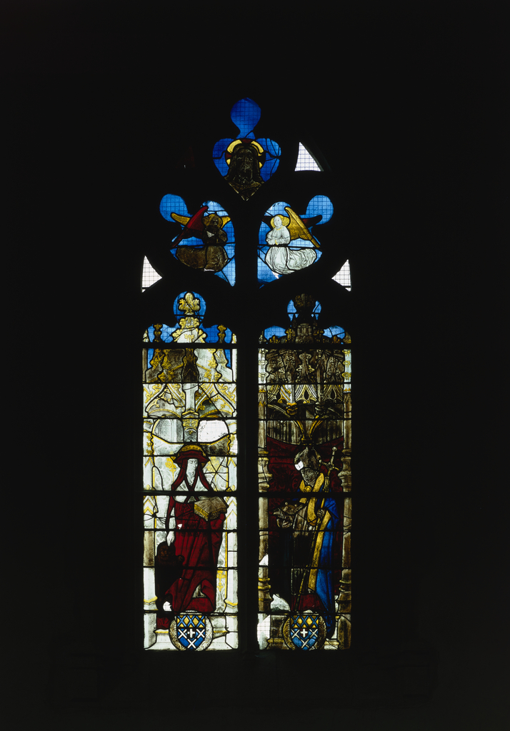 Verrière : saint Jérôme, saint Ambroise (baie 9), verrière à personnages