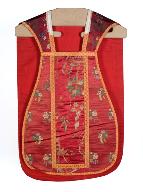 chasuble, étole, manipule, bourse de corporal : onement rouge